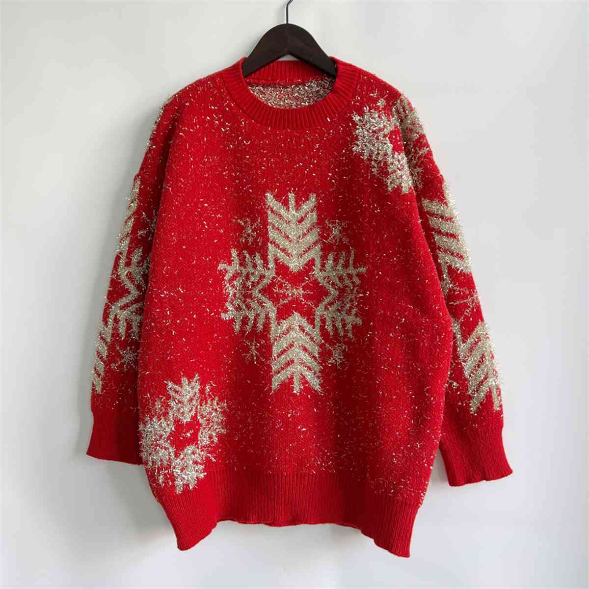 swvws Snowflake Pattern Long Sleeve Sweater