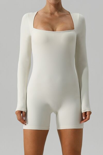 swvws Square Neck Long Sleeve Active Romper