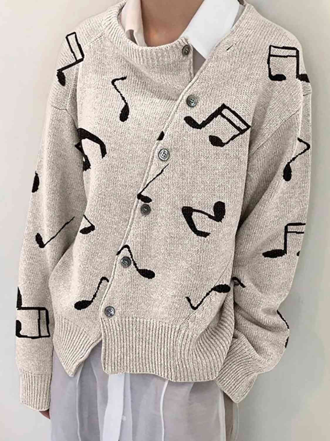 swvws Dropped Shoulder Buttoned Cardigan