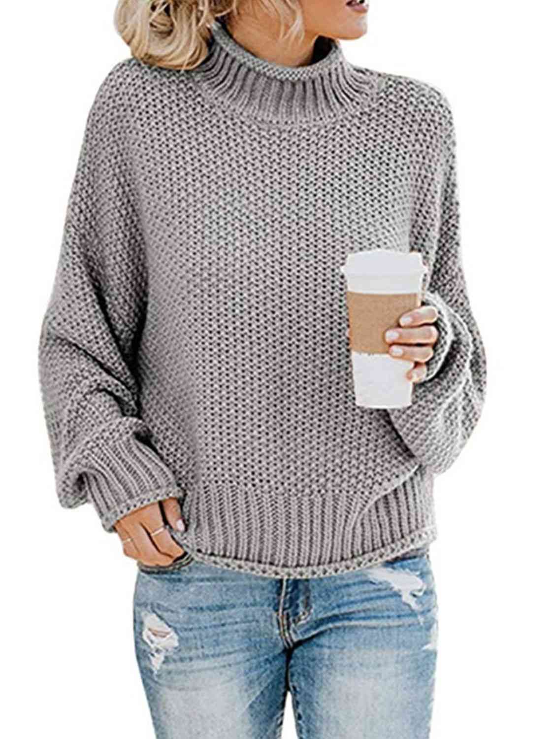 swvws Turtleneck Dropped Shoulder Sweater