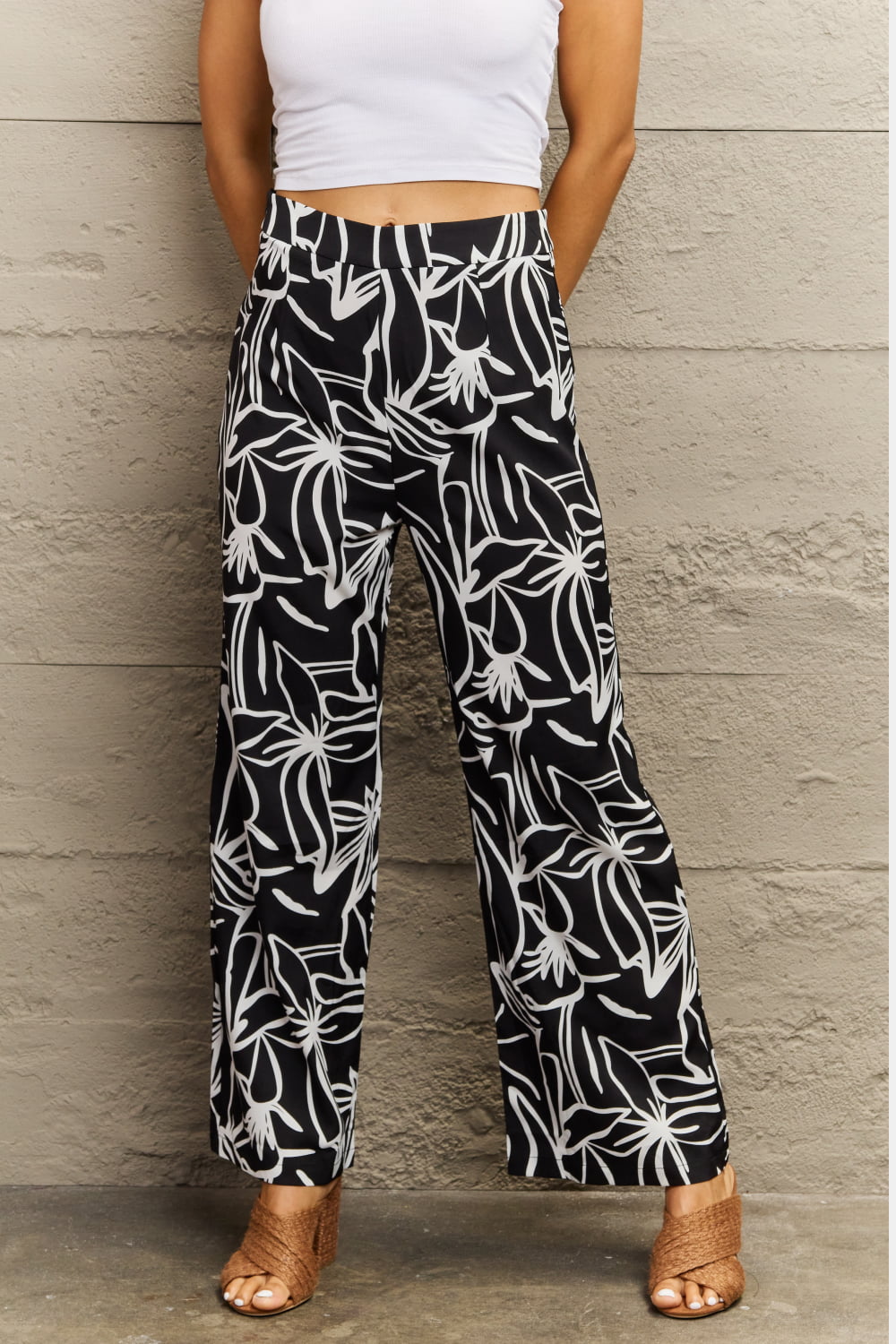 swvws Flower Print Wide Leg Long Pants