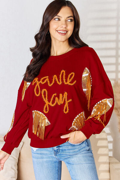 swvws Rugby Sequin Round Neck Sweatshirt