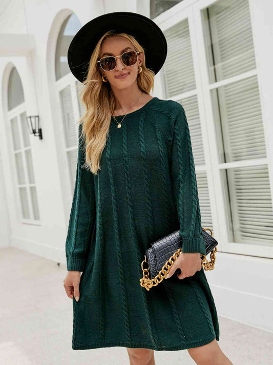 swvws Cable-Knit Long Sleeve Sweater Dress