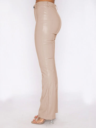 swvws PU Leather High Waist Straight Pants