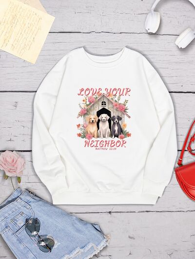 swvws LOVE YOUR NEIGHBOR Round Neck Sweatshirt