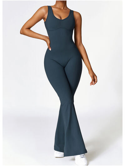 swvws Wide Strap Bootcut Slit Active Jumpsuit