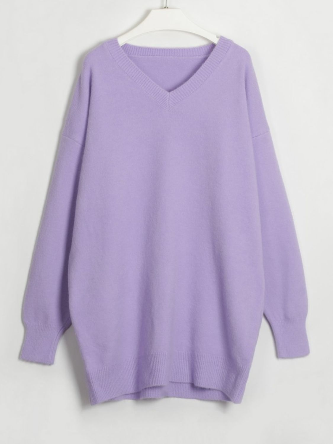 swvws V-Neck Dropped Shoulder Sweater Dress