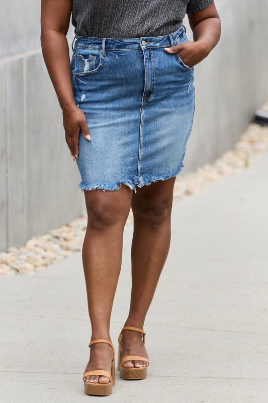 themeisles RISEN Amelia Full Size Denim Mini Skirt