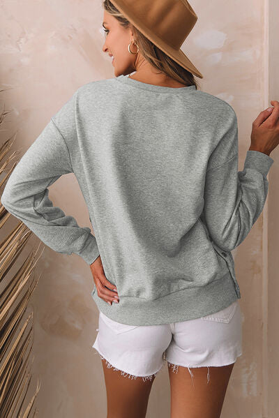 swvws Round Neck Dropped Shoulder Sweatshirt