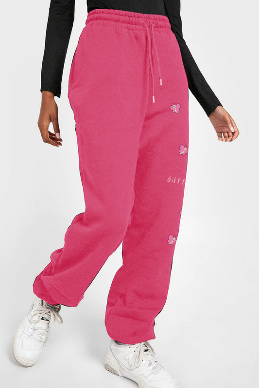 swvws Simply Love Simply Love Full Size Drawstring BUTTERFLY Graphic Long Sweatpants