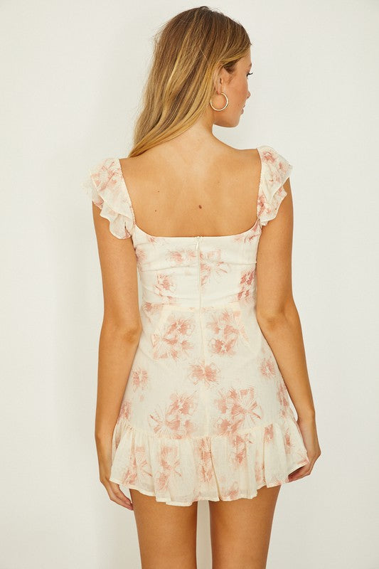 swvws Twist Front Floral Mini Dress