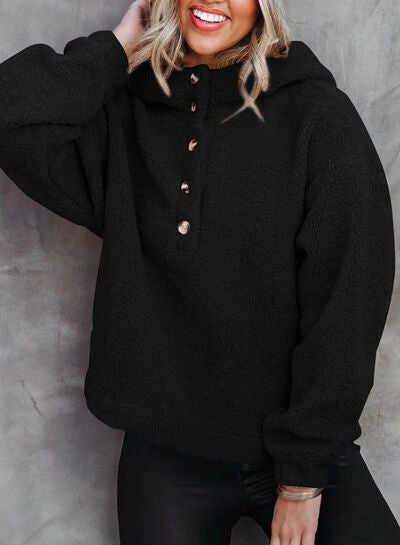 swvws Sherpa Dropped Shoulder Long Sleeve Hoodie