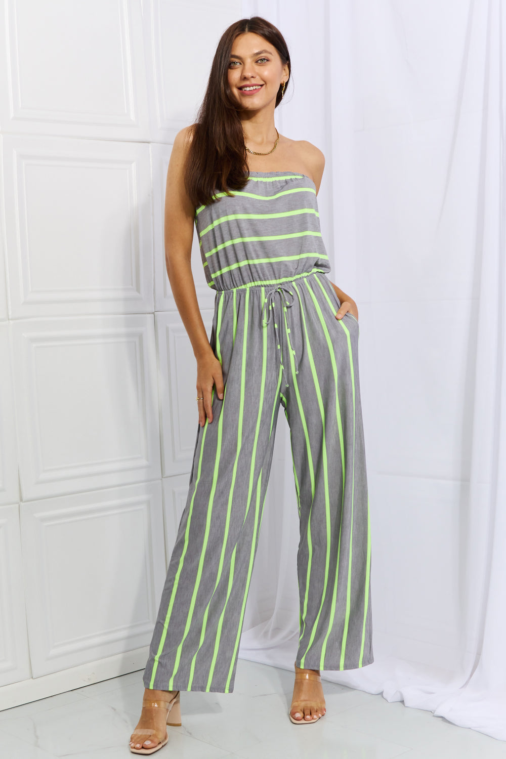 swvws Sew In Love Pop Of Color Full Size Sleeveless Striped Jumpsuit