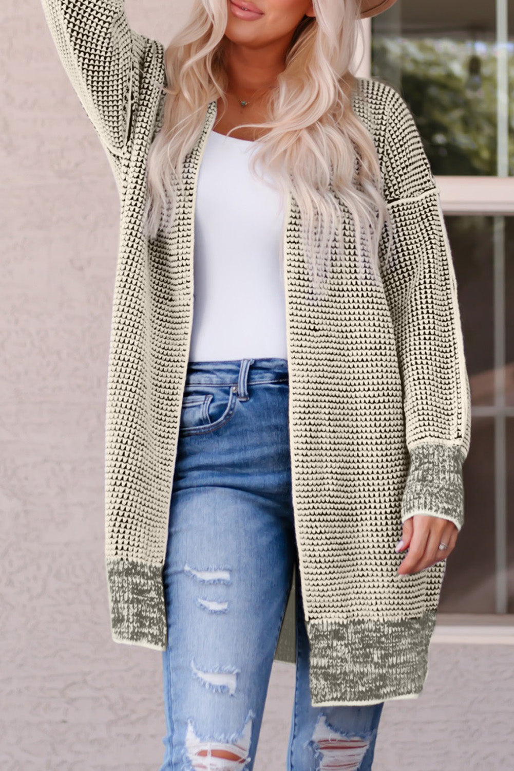 swvws Heathered Open Front Longline Cardigan