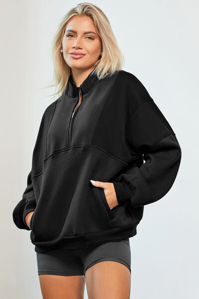 swvws Half Zip Dropped Shoulder Sweatshirt