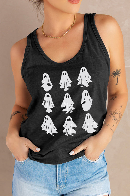 swvws Round Neck Ghost Graphic Tank Top