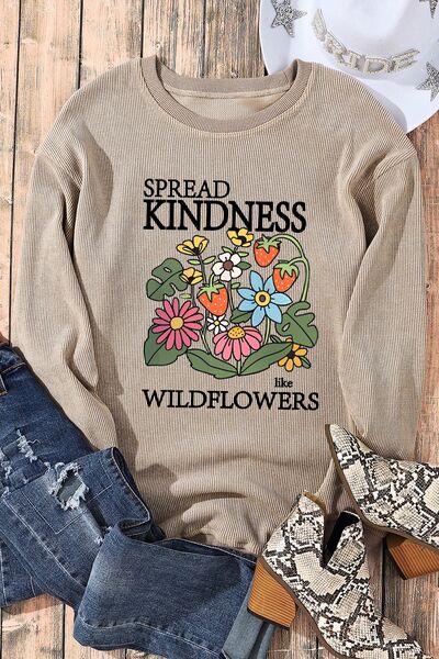 swvws SPREAD KINDNESS LIKE WILDFLOWERS Round Neck Sweatshirt