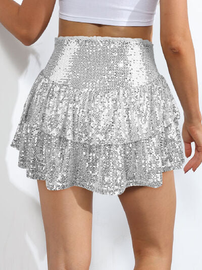 themeisles Sequin Layered Mini Skirt