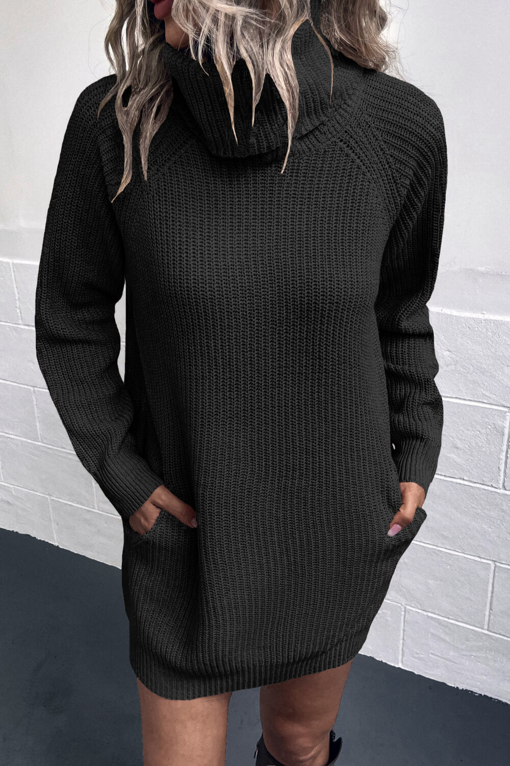 swvws Turtleneck Sweater Dress with Pockets