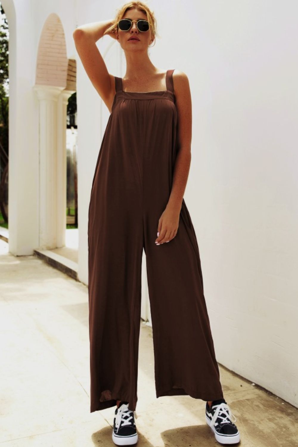 swvws Wide Strap Wide Leg Jumpsuit