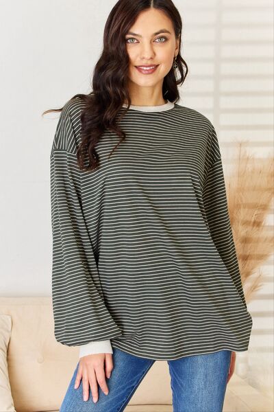 swvws And The Why Oversized Striped Contrast T-Shirt