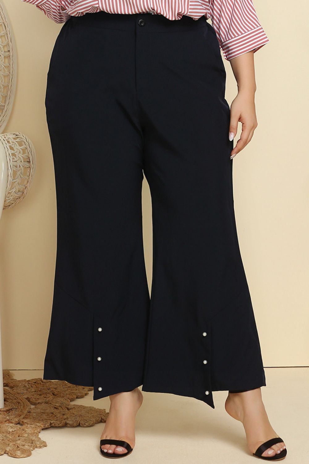 swvws Plus Size Hem Detail Flare Pants