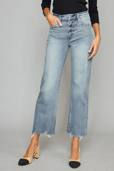 swvws Kancan High Waist Raw Hem Cropped Wide Leg Jeans