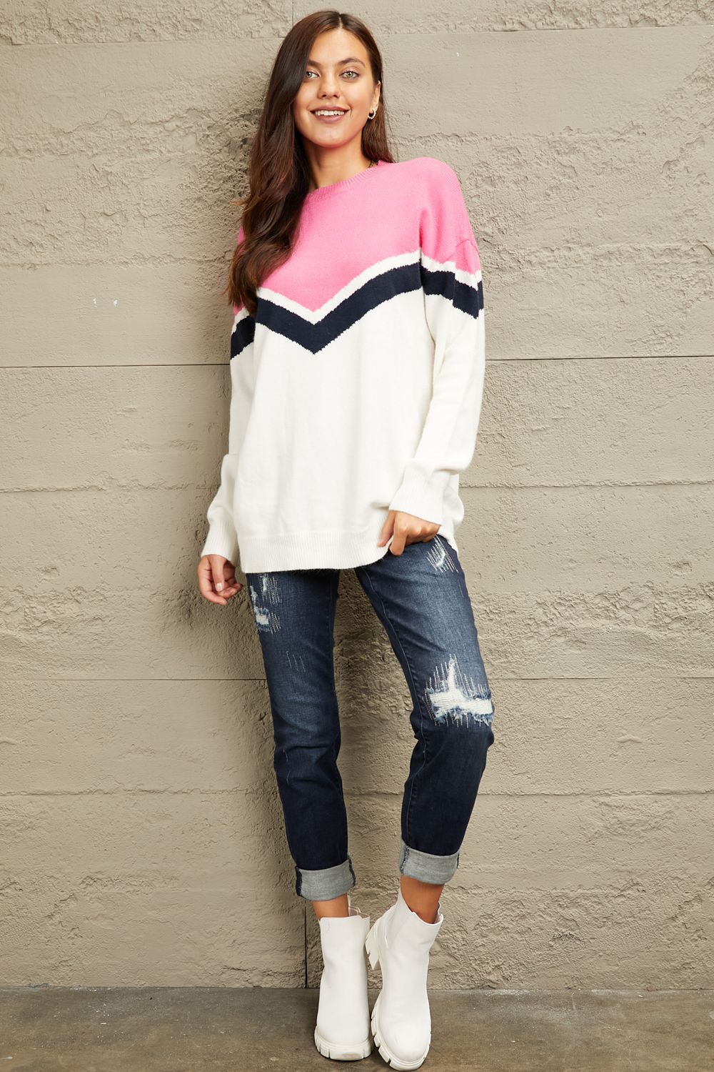 swvws e.Luna Chevron Pullover Sweater