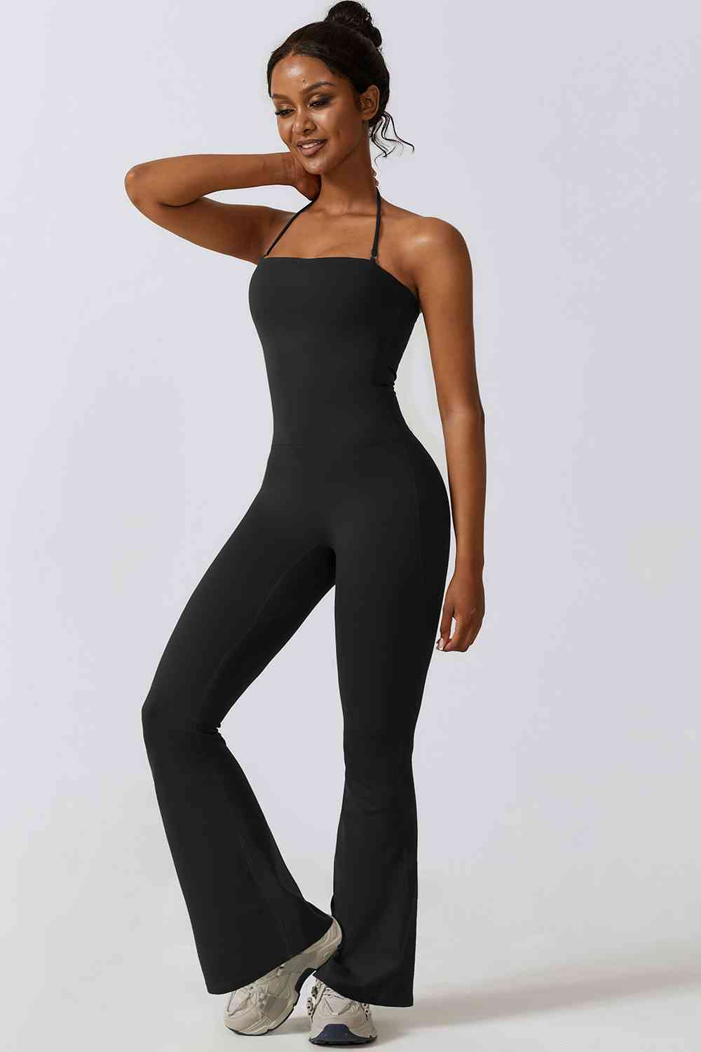 swvws Halter Neck Flare Sport Jumpsuit