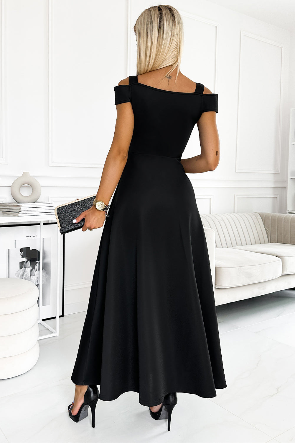 swvws Cold-Shoulder Surplice Neck Maxi Dress