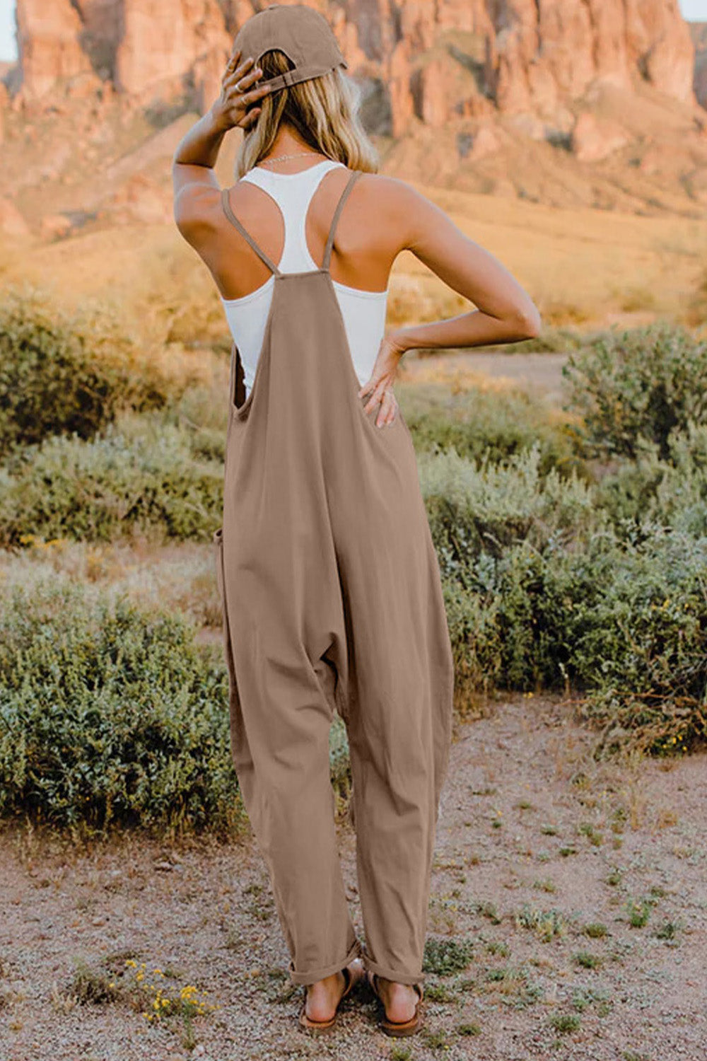 swvws V-Neck Sleeveless Jumpsuit with Pocket