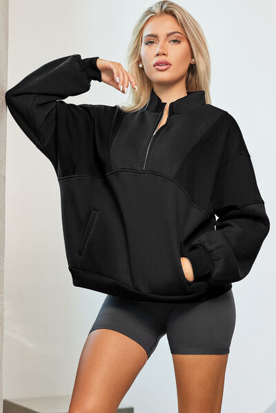 swvws Half Zip Dropped Shoulder Sweatshirt