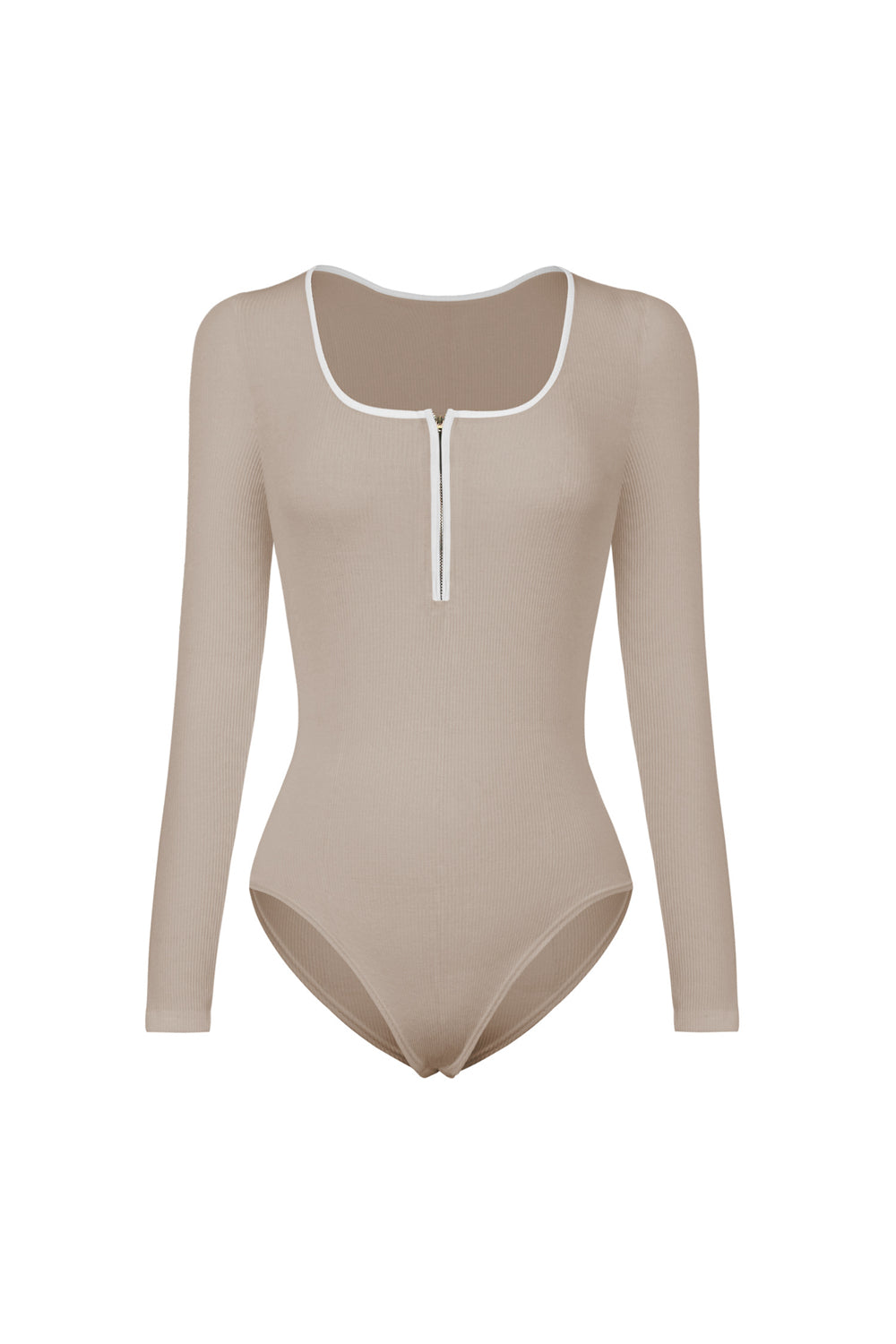 swvws Contrast Trim Ribbed Long Sleeve Bodysuit