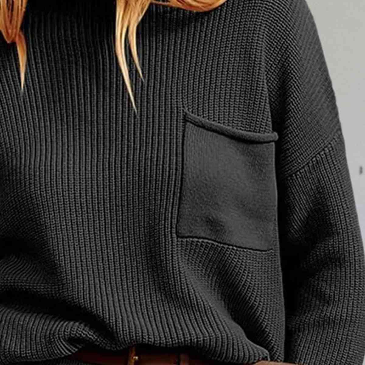 swvws Rib-Knit Dropped Shoulder Sweater