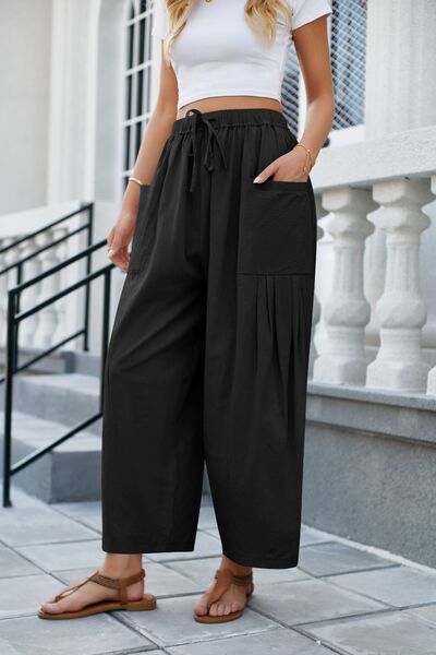 swvws Drawstring Pocketed Wide Leg Pant