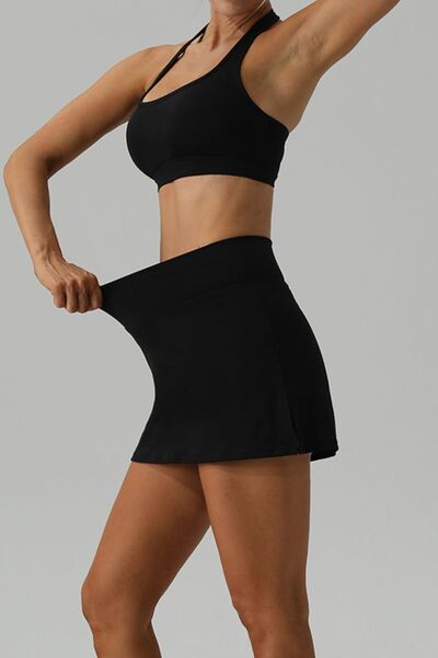 swvws Halter Neck Tank and Slit Skirt Active Set