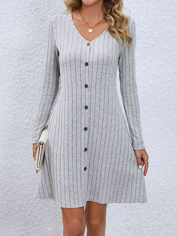 swvws V-Neck Long Sleeve Mini Dress