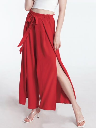 swvws Tied Slit Wide Leg Pants