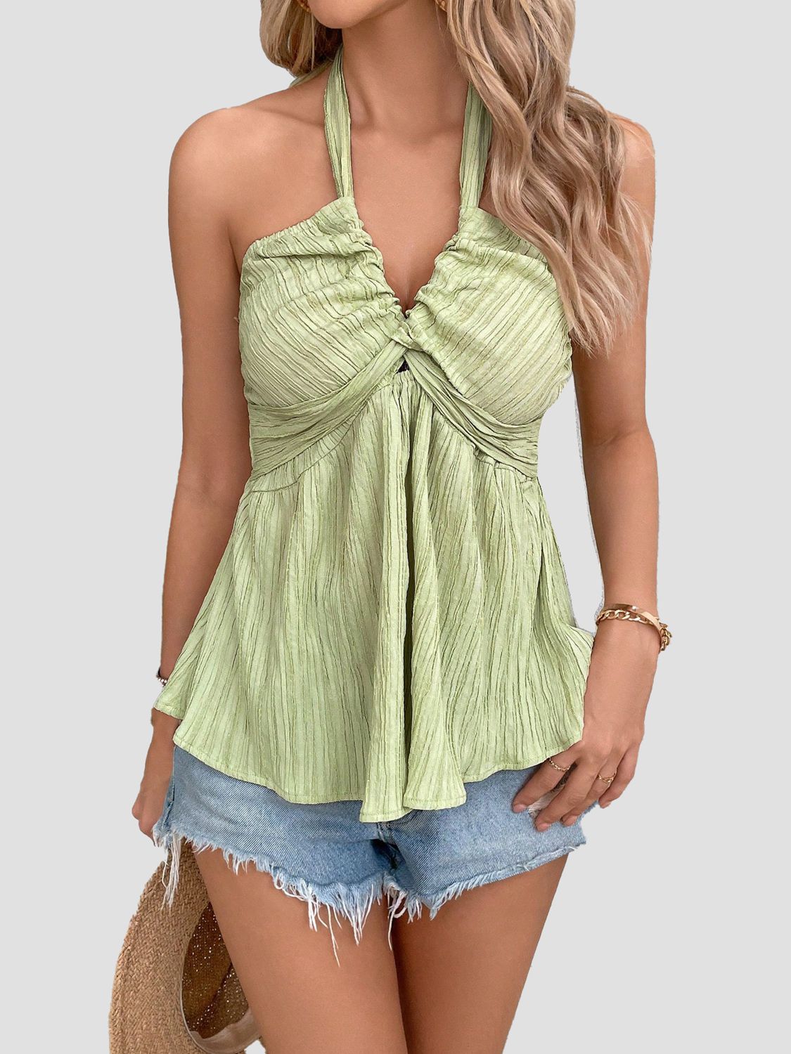 swvws Halter Neck Sleeveless Tank Top