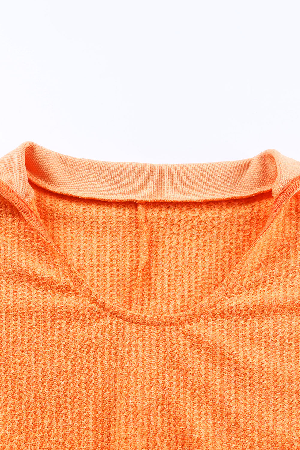 swvws Waffle-Knit Slit Drop Shoulder Top