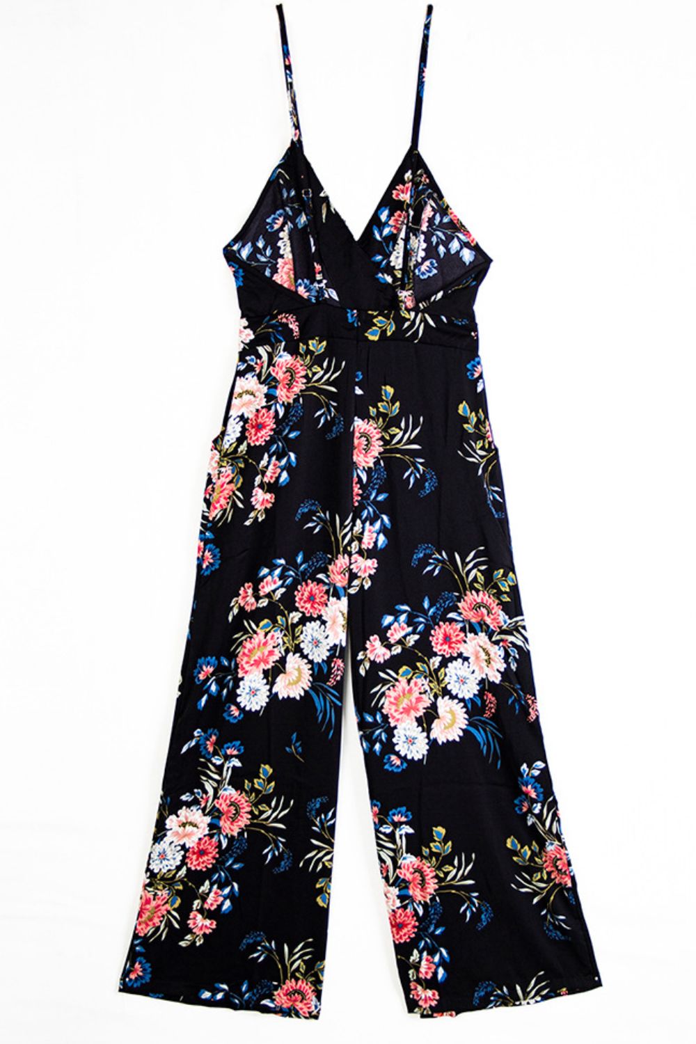 swvws Floral Spaghetti Strap Wide Leg Jumpsuit with Pockets