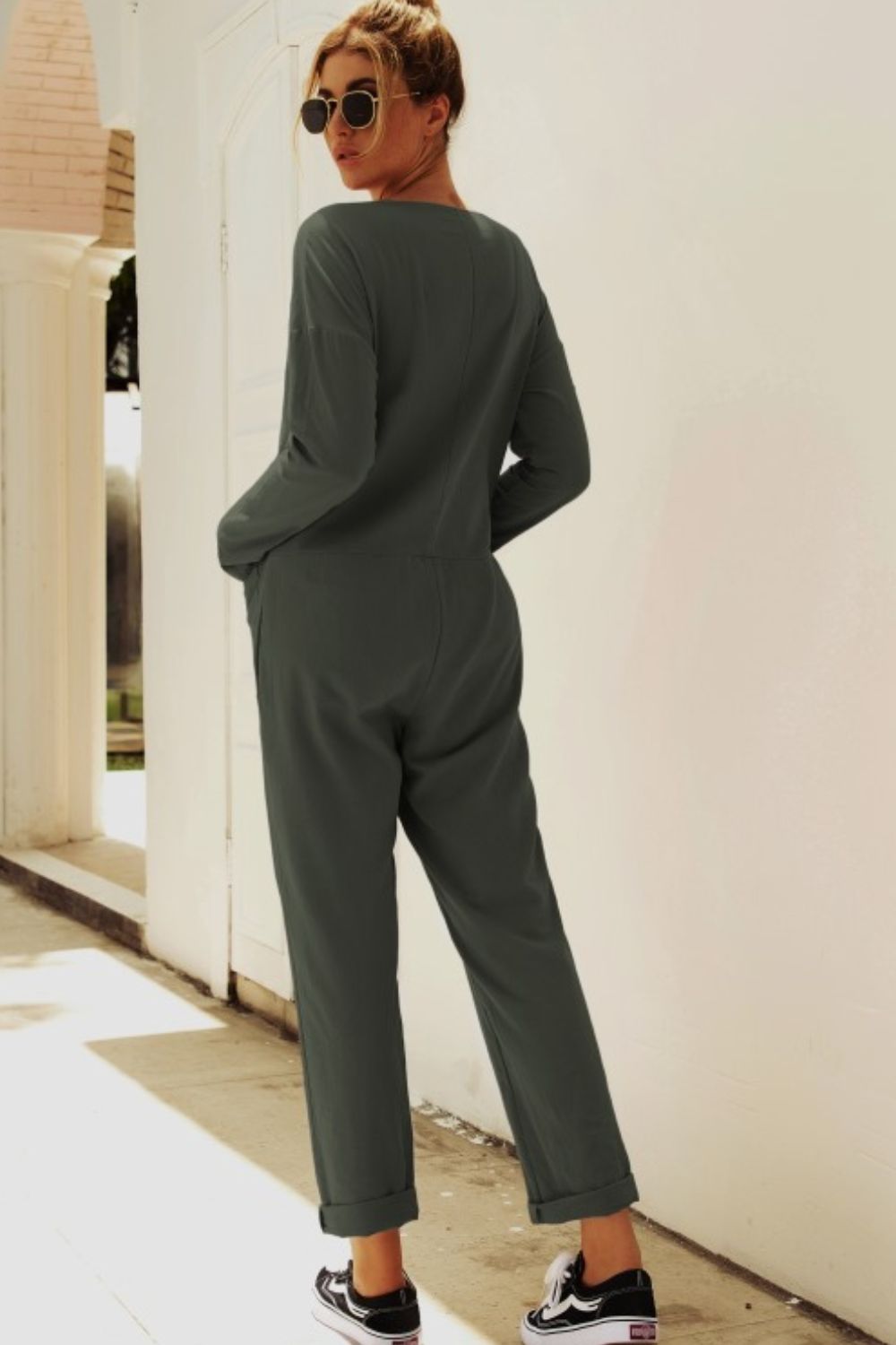 swvws Buttoned Drop Shoulder Pocket Jumpsuit