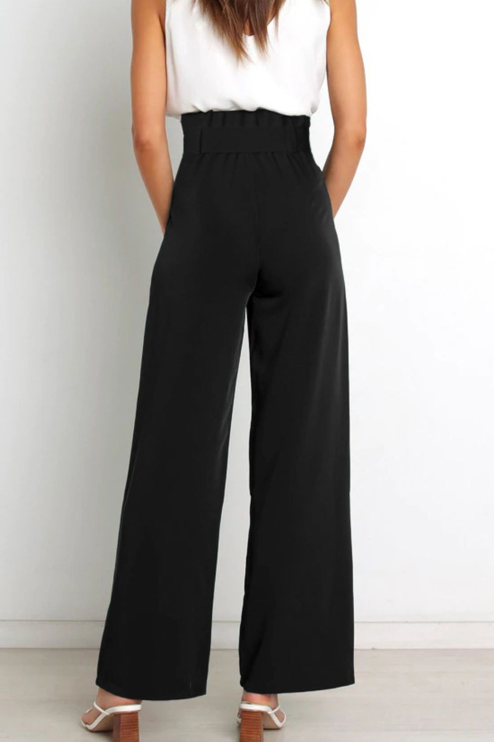 swvws Tie Front Paperbag Wide Leg Pants