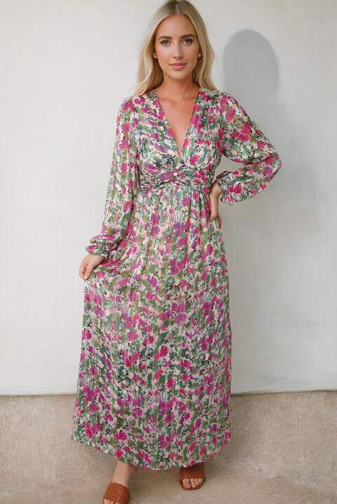 swvws Floral Deep V Maxi Dress