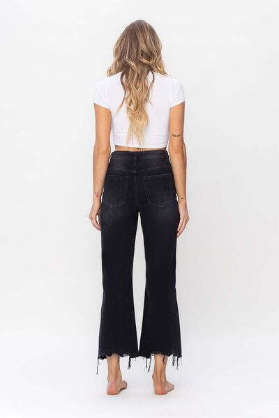 swvws Vervet by Flying Monkey Vintage Ultra High Waist Distressed Crop Flare Jeans