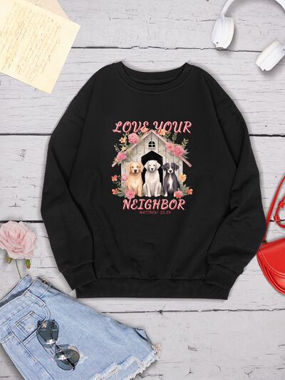 swvws LOVE YOUR NEIGHBOR Round Neck Sweatshirt