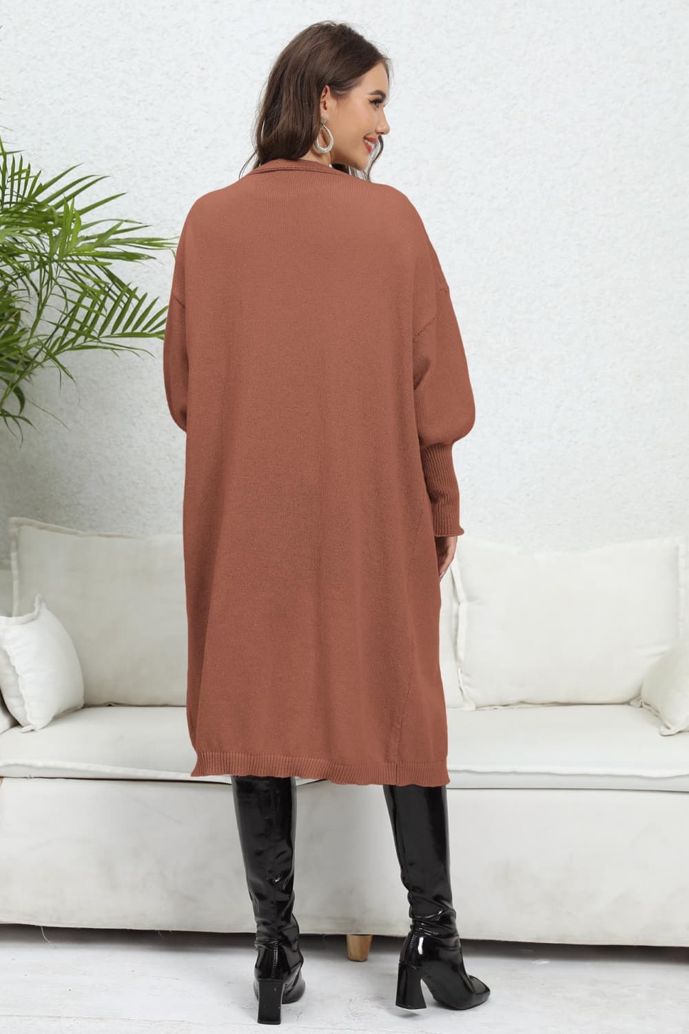 swvws Open Front Dropped Shoulder Cardigan