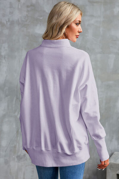 swvws Half Zip Pocketed Dropped Shoulder Sweatshirt