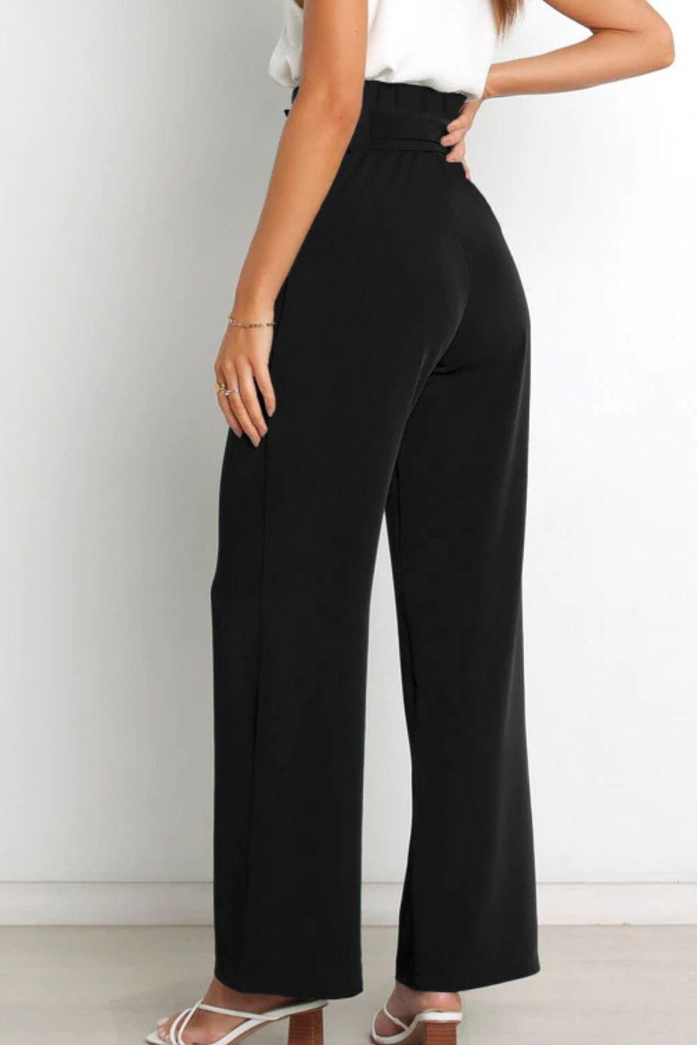 swvws Tie Front Paperbag Wide Leg Pants