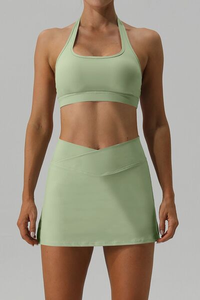 swvws Halter Neck Tank and Slit Skirt Active Set